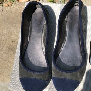 Grey & blue suede ballet flats